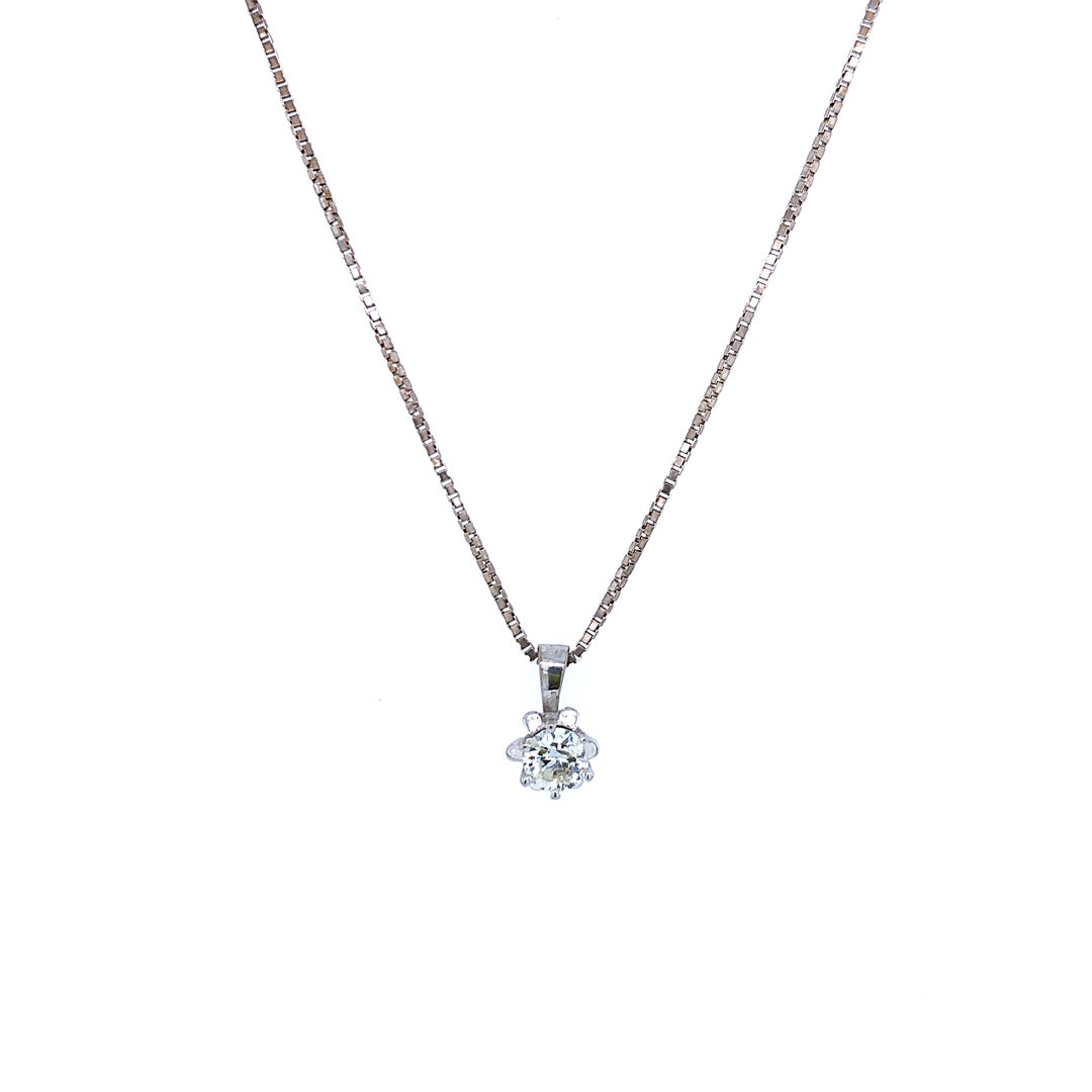 Solitär Kette mit Anhänger Weißgold 333 mit Brillant