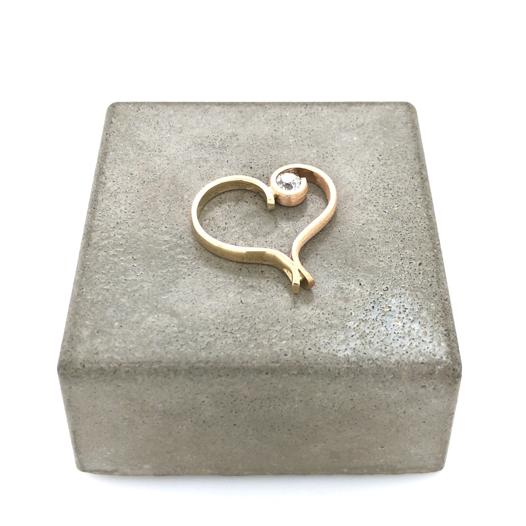 Herz-Anhänger Bicolor Gold 585 mit Diamant