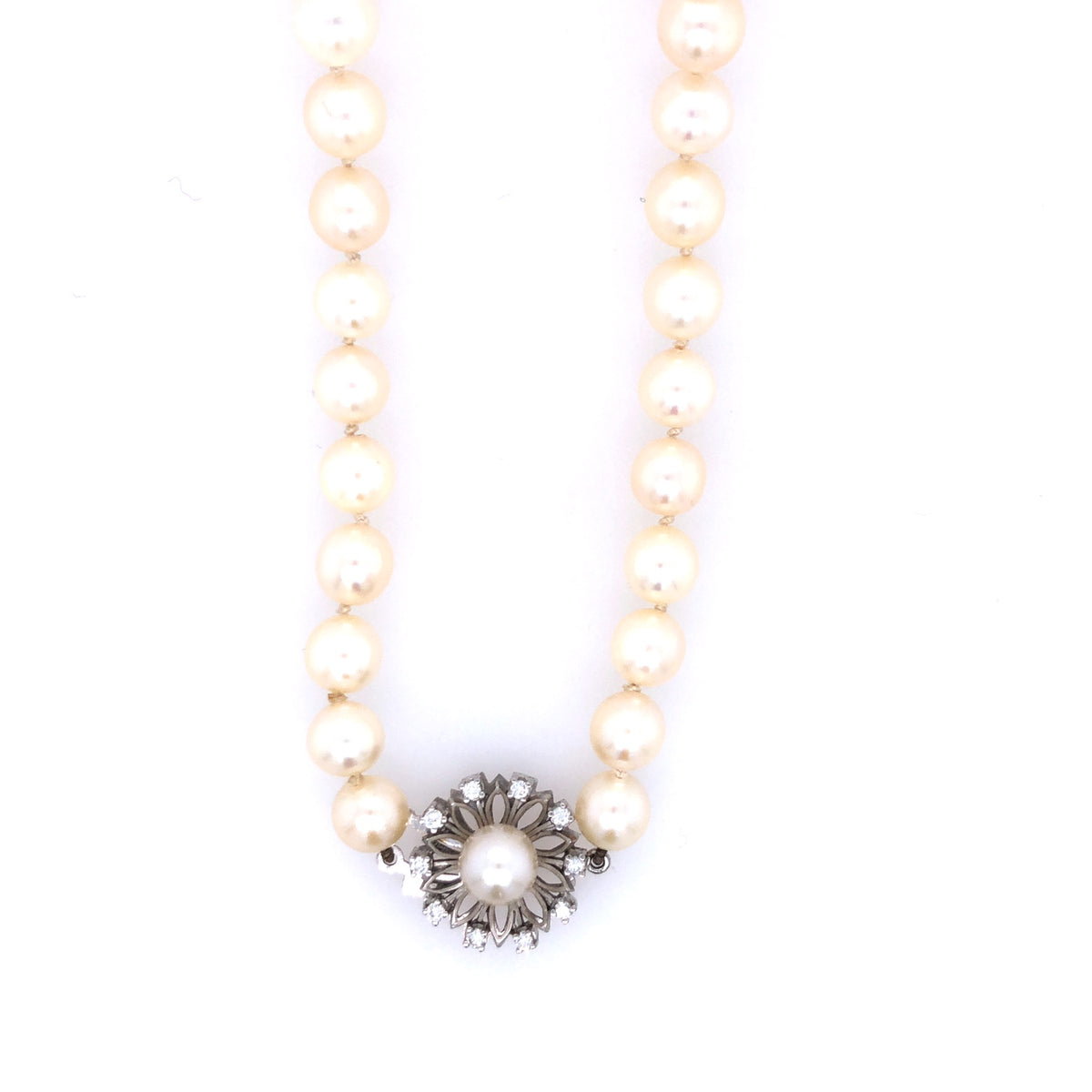 Perlenkette mit Verschluss Weißgold 750 &amp; Brillanten