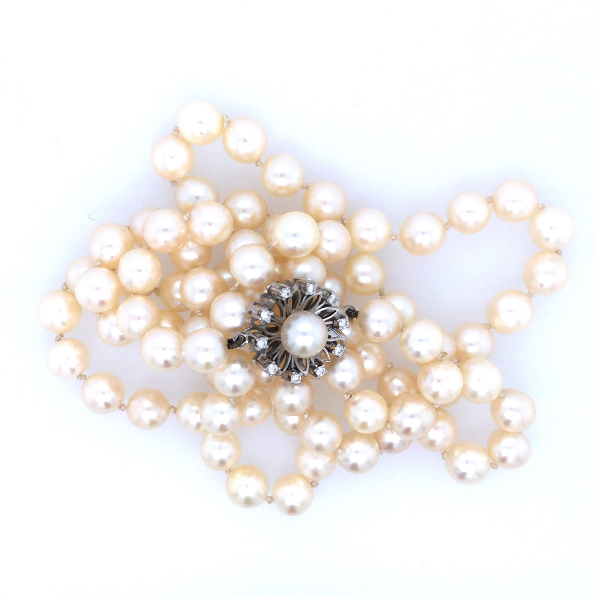 Perlenkette mit Verschluss Weißgold 750 &amp; Brillanten