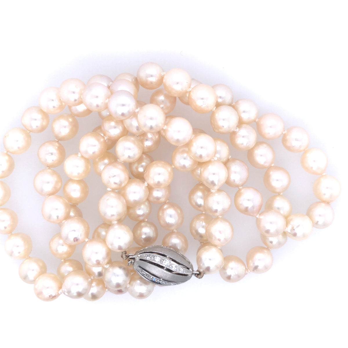 Perlenkette mit Weißgoldverschluss 585 &amp; Diamanten