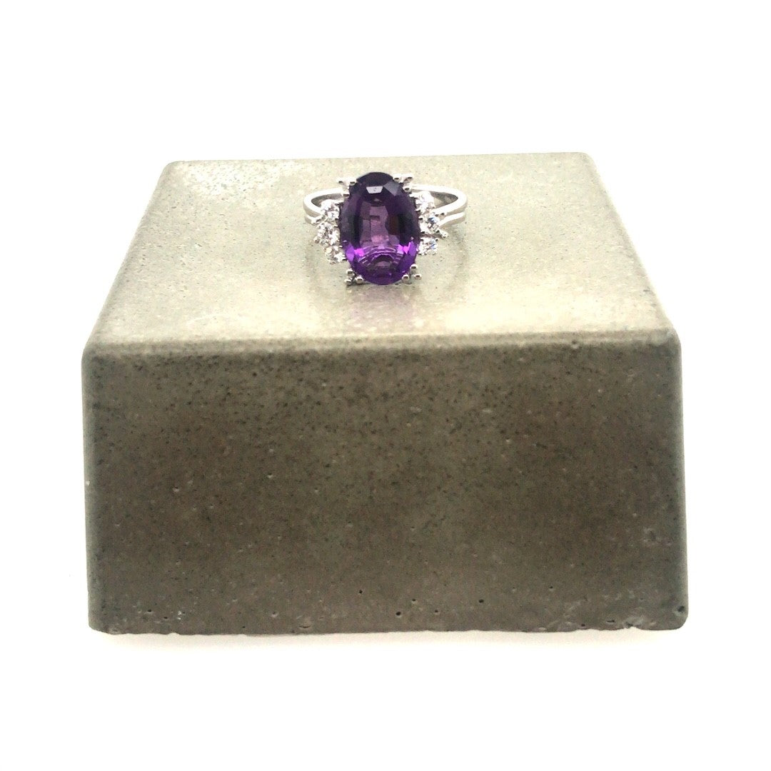Vintage Ring Weißgold 750 / 18 ct. mit Amethyst & Brillanten