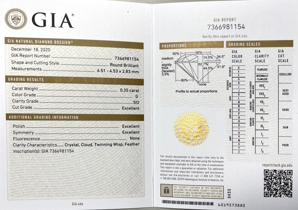 Solitär Ring Weißgold 585 - 14 ct. mit Brillant 0,35 ct. und GIA Zertifikat