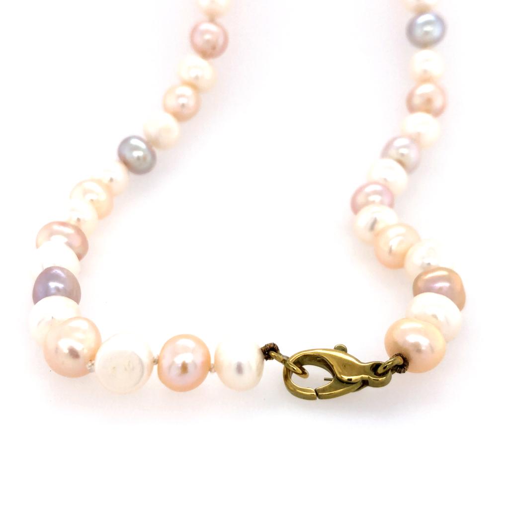 Perlenkette rosatöne Gelbgold 585