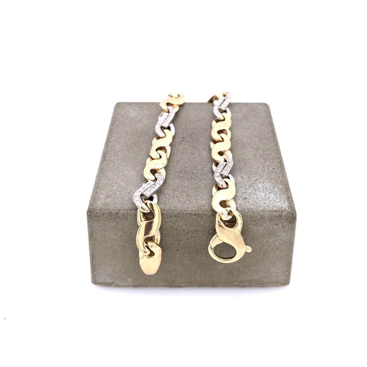 vintage-armbaender-Armband Bicolor Gold 585 mit Brillanten-10873-Prejou