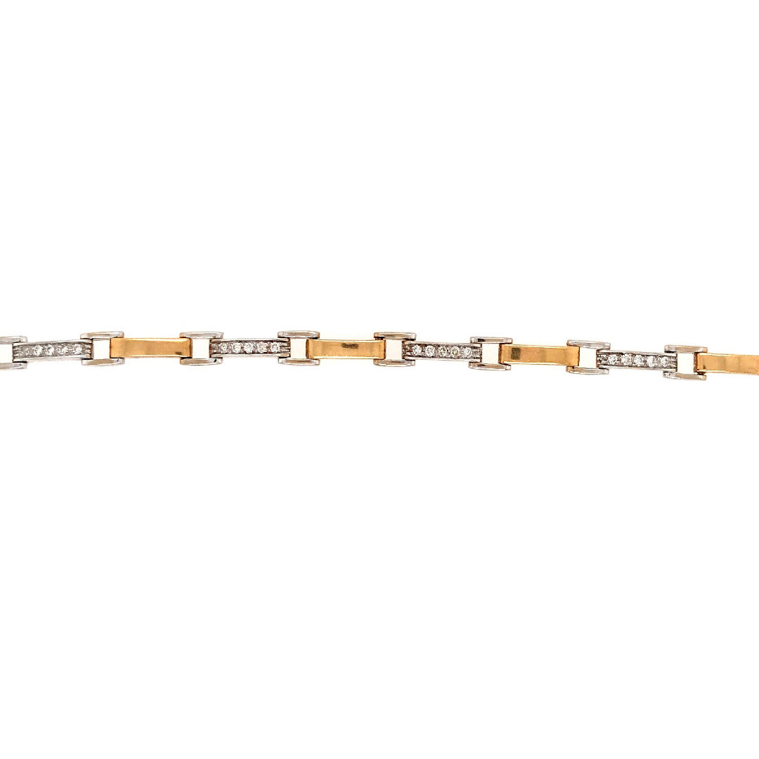 vintage-armbaender-Armband Bicolor Gold 750 mit Brillanten-10110-Prejou