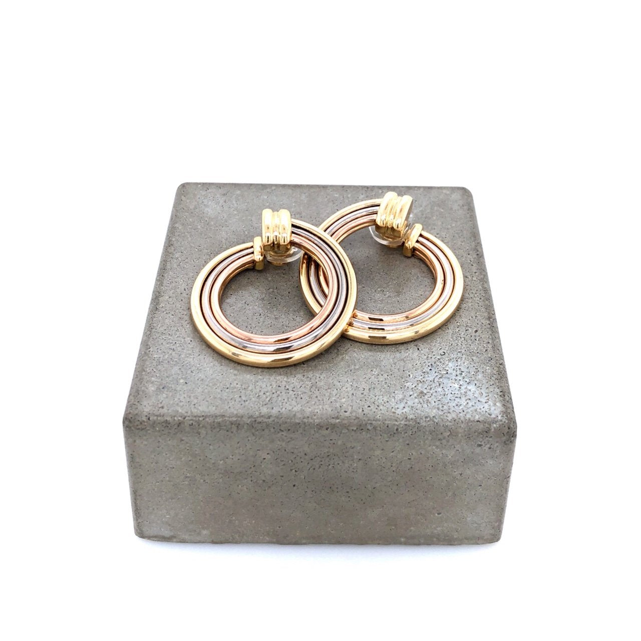 vintage-ohrclips-Cartier Ohrclip Tricolor Gold 750-11315-Prejou