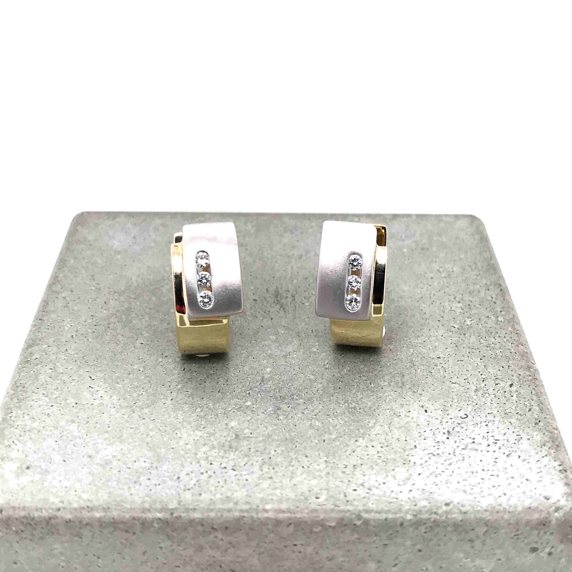 antike-ohrringe-Creolen Bicolor Gold 585 mit Brillanten-10217-Prejou