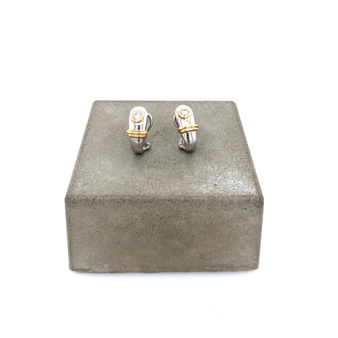 vintage-ohrclips-Ohrclip Bicolor Gold 750 mit Brillanten-10716-Prejou