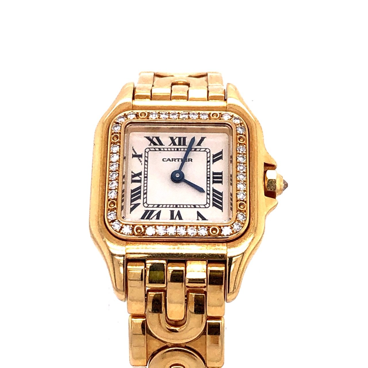 gebrauchte-uhren-Cartier Panthère Damenarmbanduhr Gelbgold mit Diamantlünette-[SKU]-Prejou