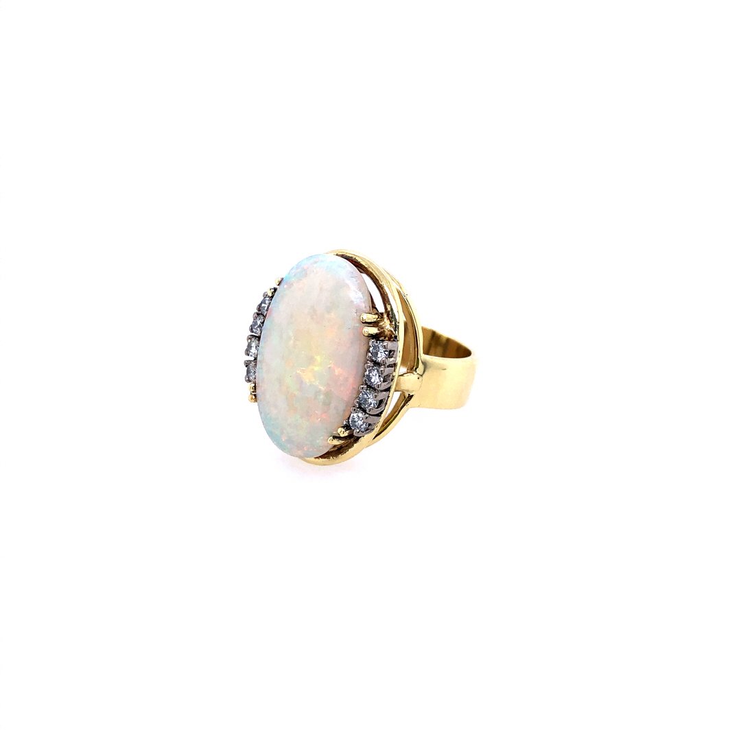 antiker-echtschmuck-antike-ringe-Ring Bicolor Gold 585 mit grossem Opal &amp; Brillanten-10157-Prejou