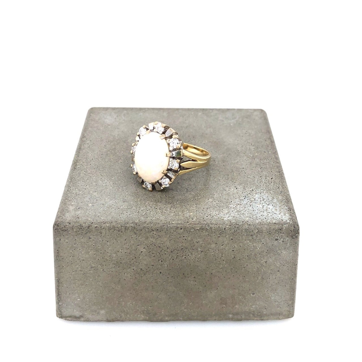 antiker-echtschmuck-antike-ringe-Ring Bicolor Gold 585 mit Opal &amp; Brillanten-10468-Prejou