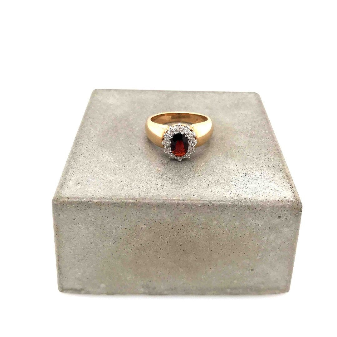 antiker-echtschmuck-antike-ringe-Ring Bicolor Gold 585 mit Rubellit & Brillanten-10418-Prejou