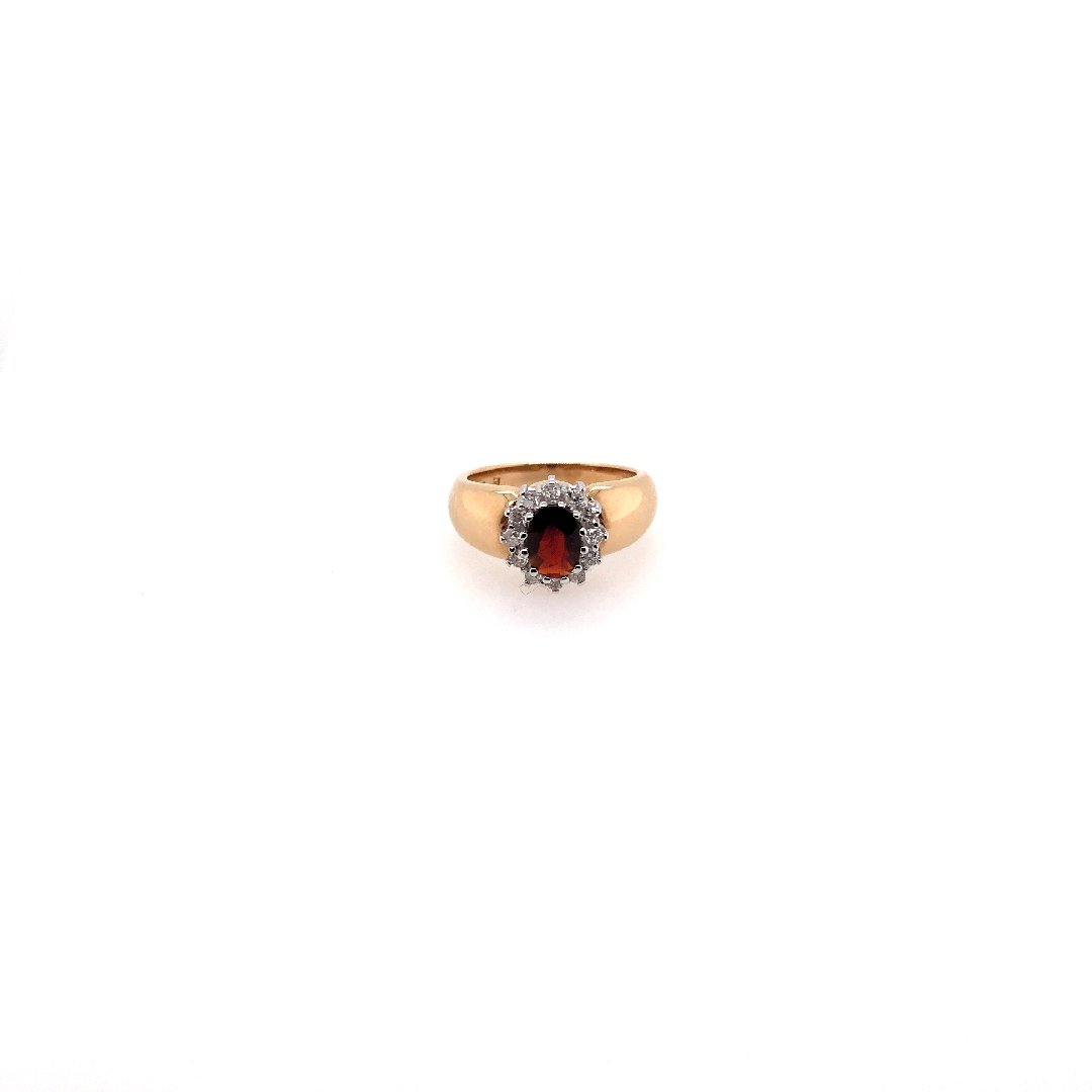 antiker-echtschmuck-antike-ringe-Ring Bicolor Gold 585 mit Rubellit & Brillanten-10418-Prejou