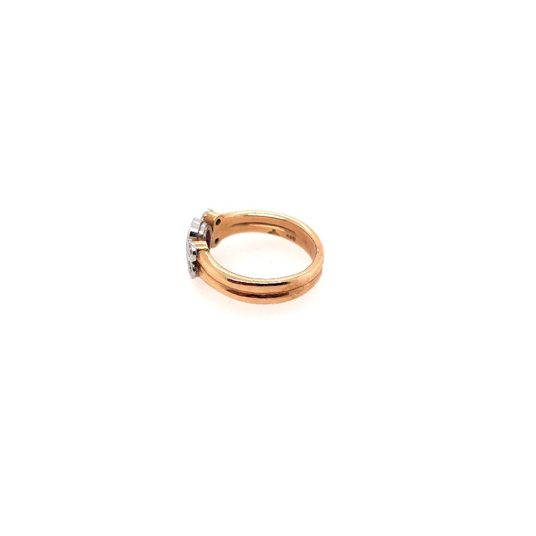 antiker-echtschmuck-antike-ringe-Ring Bicolor Gold 585 mit Rubin &amp; Brillanten-10120-Prejou