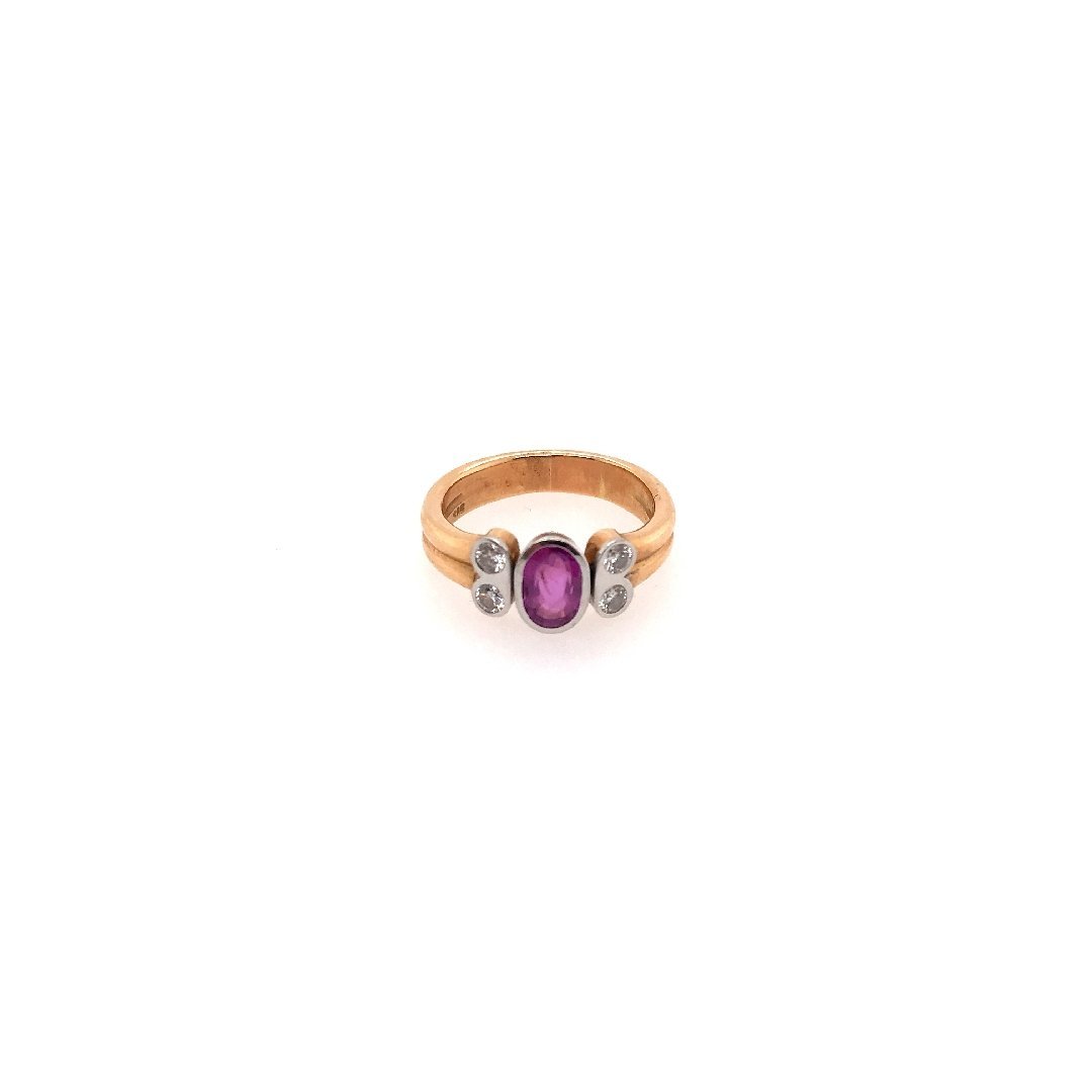 antiker-echtschmuck-antike-ringe-Ring Bicolor Gold 585 mit Rubin & Brillanten-10120-Prejou