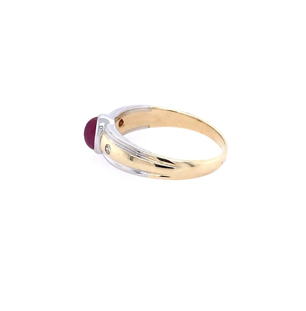 antiker-echtschmuck-antike-ringe-Ring Bicolor Gold 585 mit Rubin &amp; Brillanten-10336-Prejou