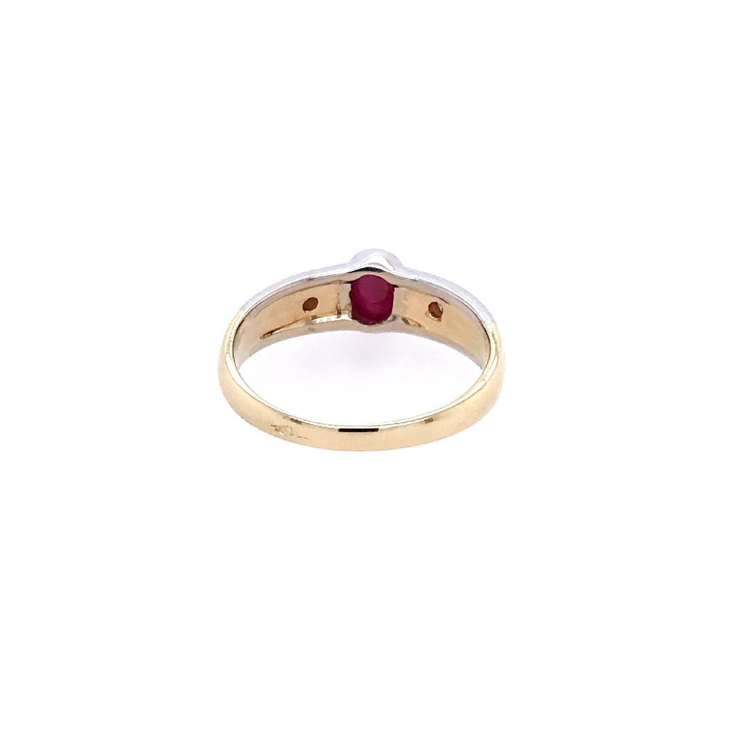 antiker-echtschmuck-antike-ringe-Ring Bicolor Gold 585 mit Rubin &amp; Brillanten-10336-Prejou