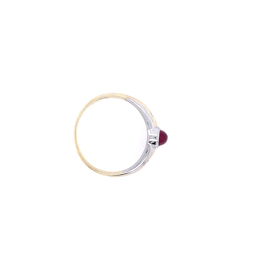 antiker-echtschmuck-antike-ringe-Ring Bicolor Gold 585 mit Rubin &amp; Brillanten-10336-Prejou