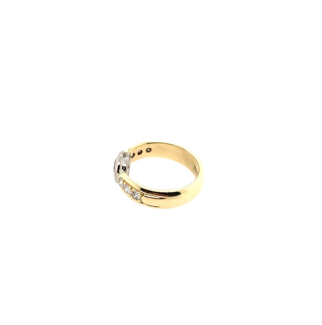 antiker-echtschmuck-antike-ringe-Ring Bicolor Gold 585 mit Rubin &amp; Brillanten-10449-Prejou