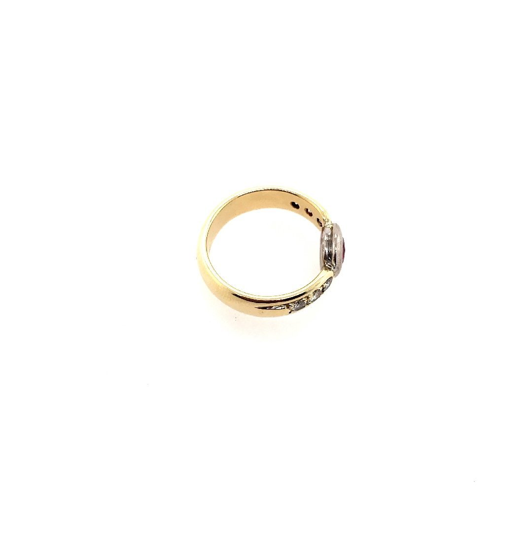 antiker-echtschmuck-antike-ringe-Ring Bicolor Gold 585 mit Rubin &amp; Brillanten-10449-Prejou