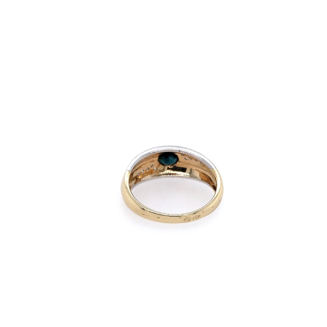 antiker-echtschmuck-antike-ringe-Ring Bicolor Gold 585 mit Safir &amp; Brillanten-10337-Prejou