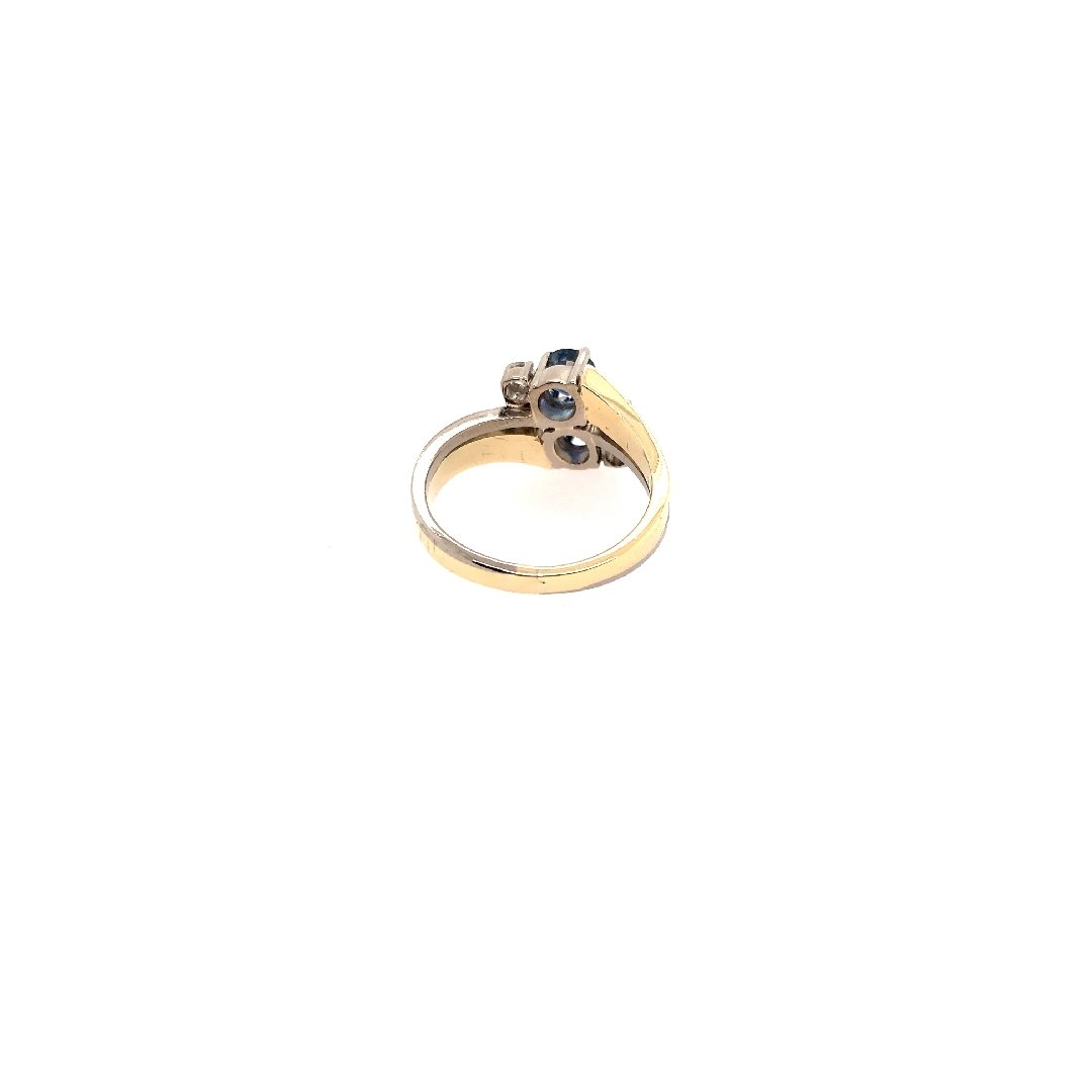 antiker-echtschmuck-antike-ringe-Ring Bicolor Gold 585 mit Safiren &amp; Brillanten-10086-Prejou