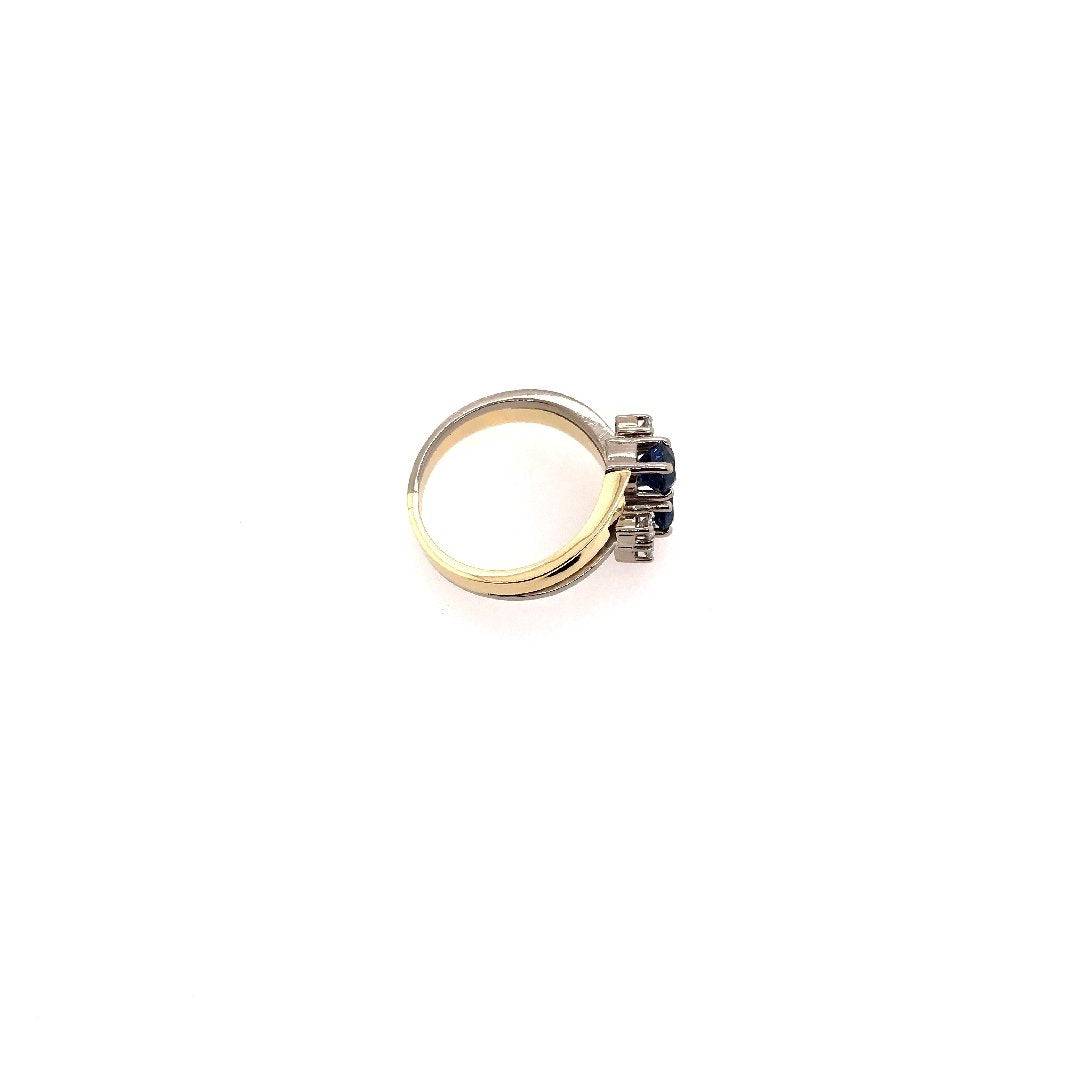 antiker-echtschmuck-antike-ringe-Ring Bicolor Gold 585 mit Safiren &amp; Brillanten-10086-Prejou