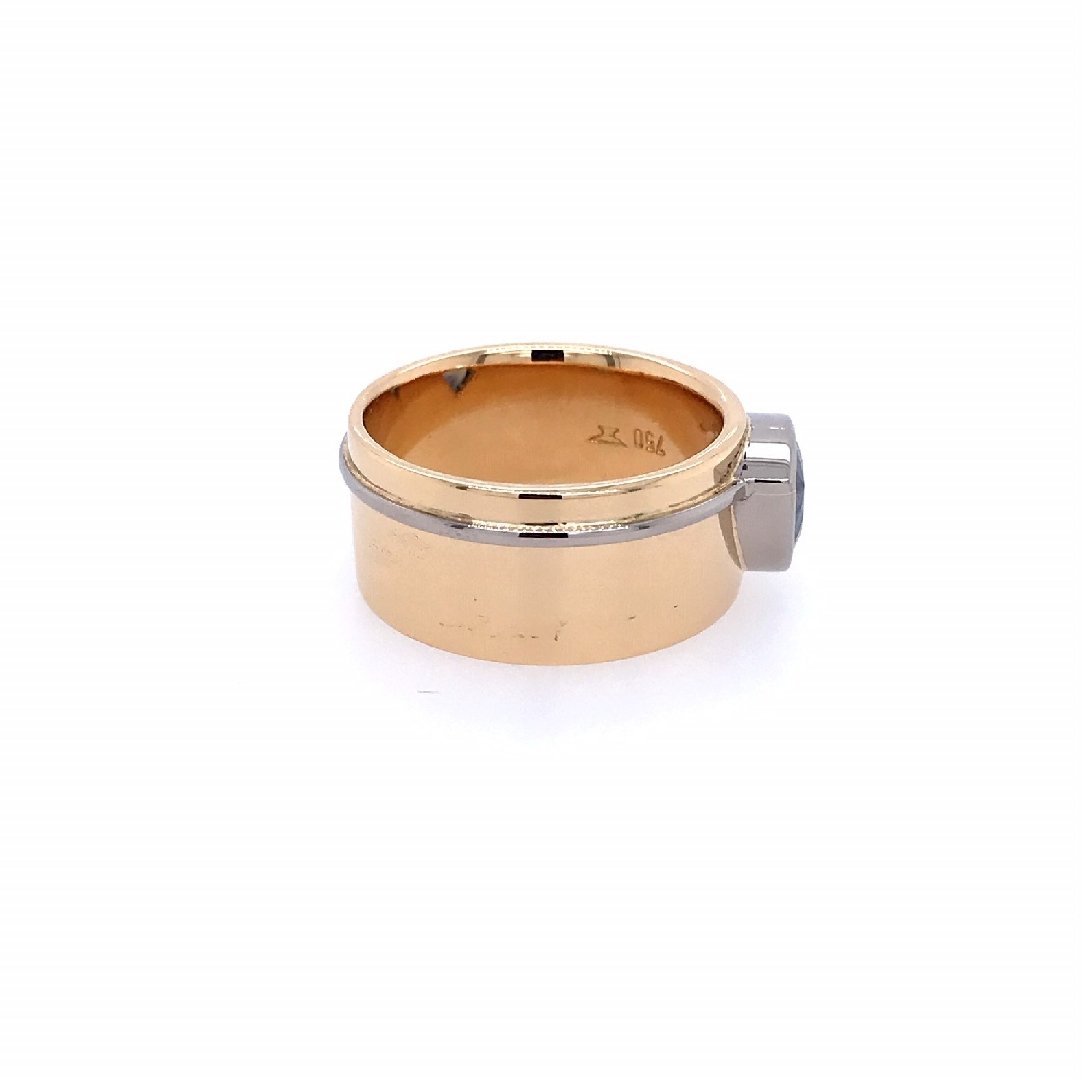 antiker-echtschmuck-antike-ringe-Ring Bicolor Gold 750 mit grossem Safir-10675-Prejou
