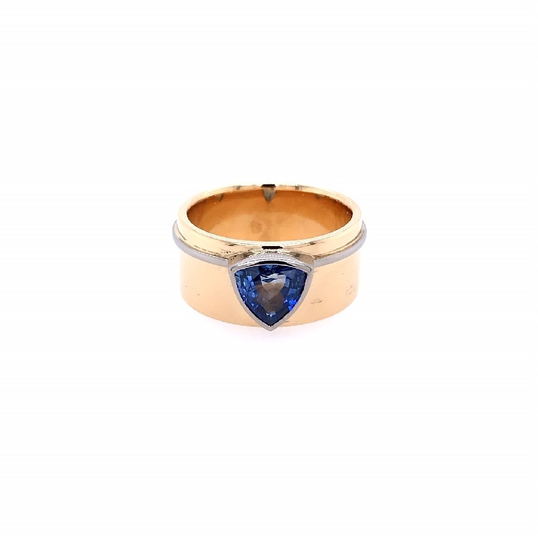 antiker-echtschmuck-antike-ringe-Ring Bicolor Gold 750 mit grossem Safir-10675-Prejou