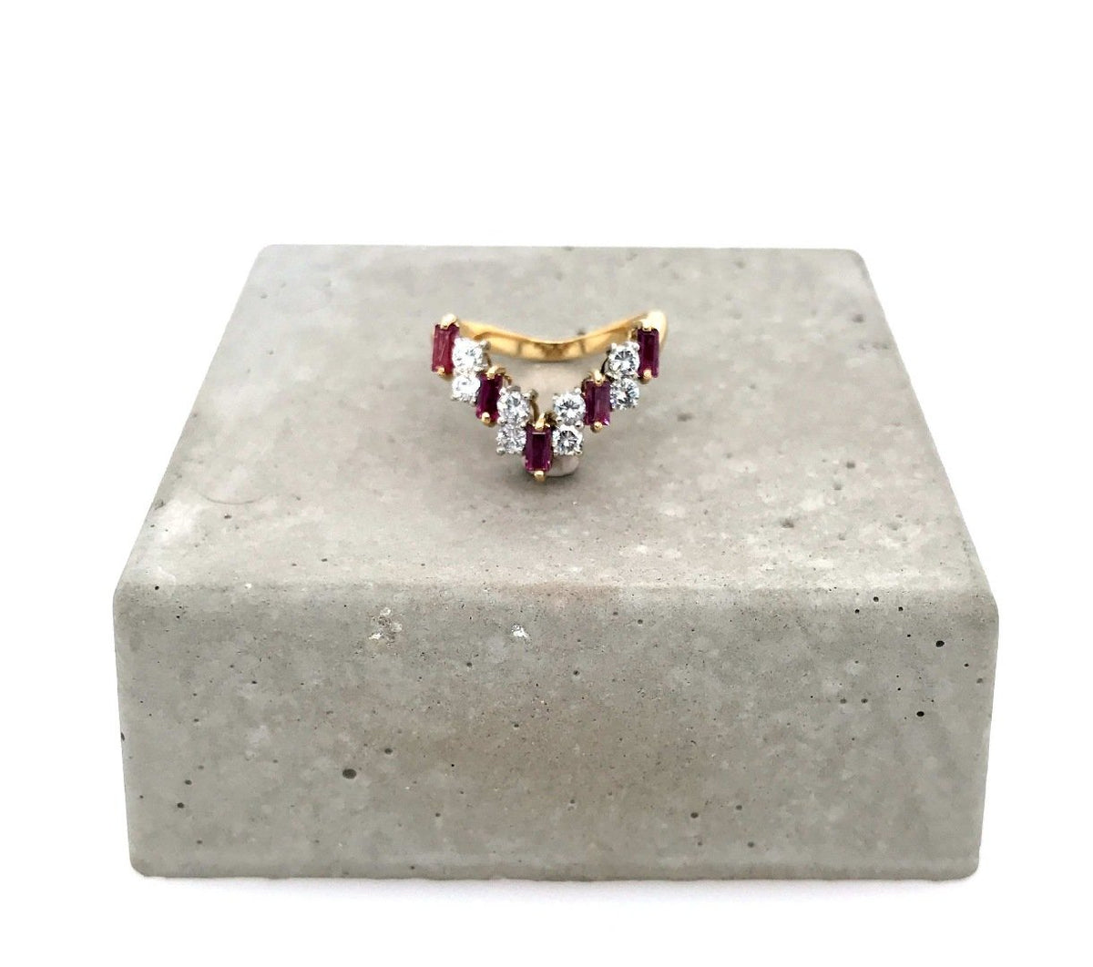antiker-echtschmuck-antike-ringe-Ring Bicolor Gold 750 mit Rubinen &amp; Brillanten-10346-Prejou