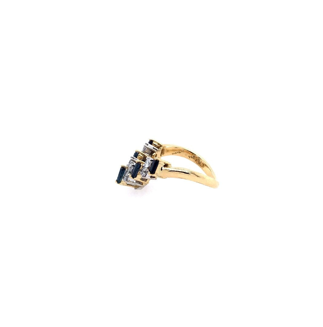 antiker-echtschmuck-antike-ringe-Ring Bicolor Gold 750 mit Safiren &amp; Brillanten-10347-Prejou