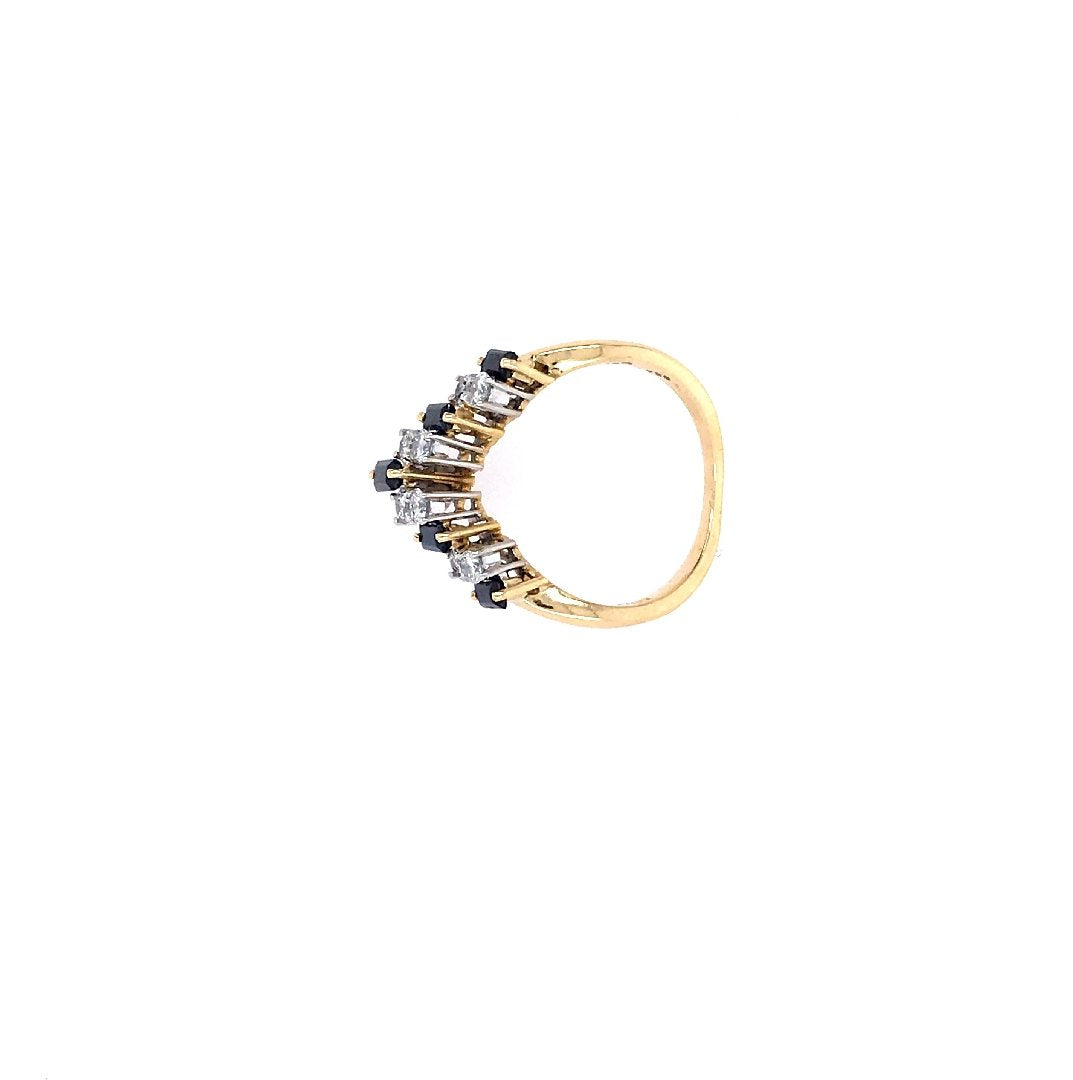 antiker-echtschmuck-antike-ringe-Ring Bicolor Gold 750 mit Safiren &amp; Brillanten-10347-Prejou