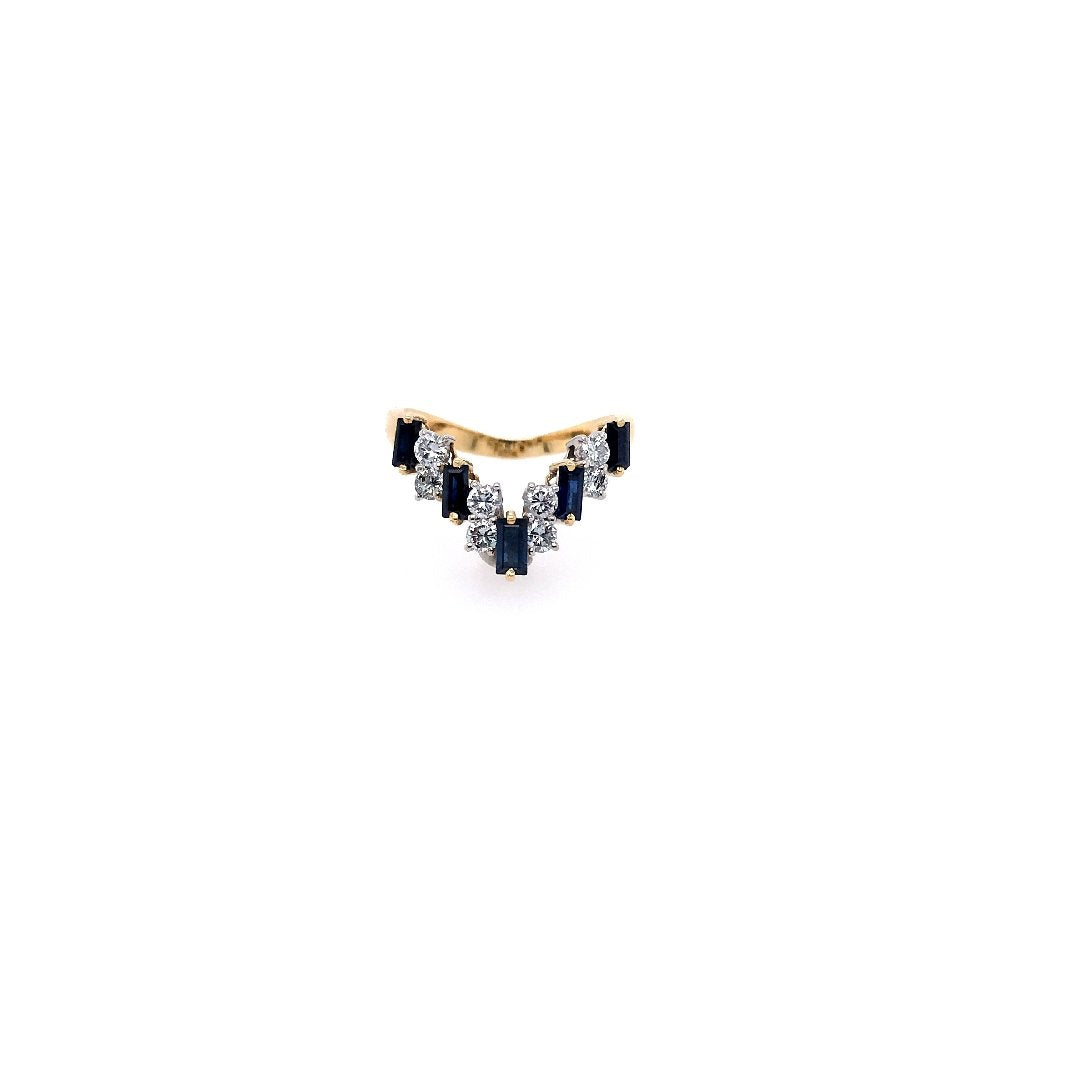 antiker-echtschmuck-antike-ringe-Ring Bicolor Gold 750 mit Safiren & Brillanten-10347-Prejou