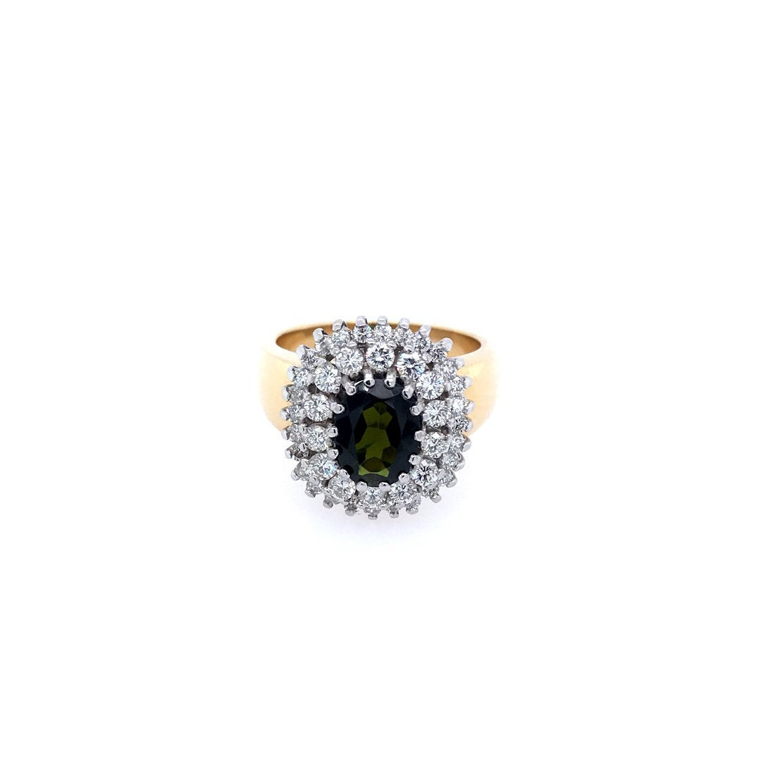 antiker-echtschmuck-antike-ringe-Ring Bicolor Gold 750 mit Turmalin & Brillanten-10414-Prejou