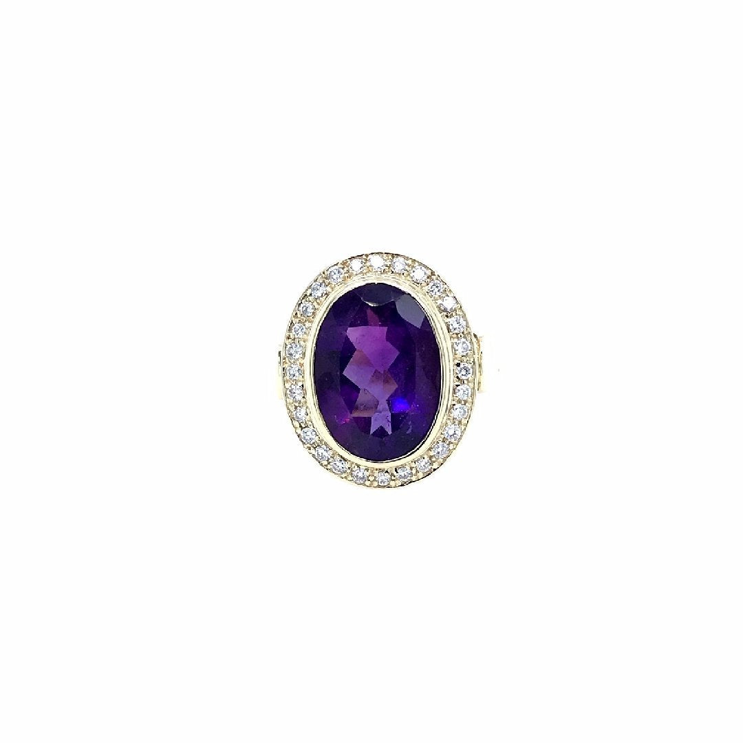 antiker-echtschmuck-antike-ringe-Ring Gelbgold 585 mit Amethyst & Brillanten-10526-Prejou