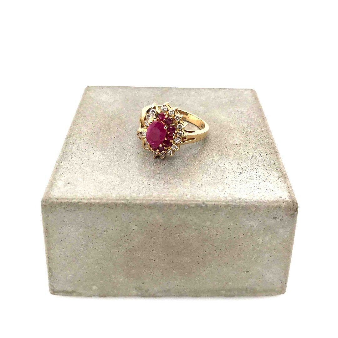 antiker-echtschmuck-antike-ringe-Ring Gelbgold 585 mit Rubinen & Brillanten-10265-Prejou