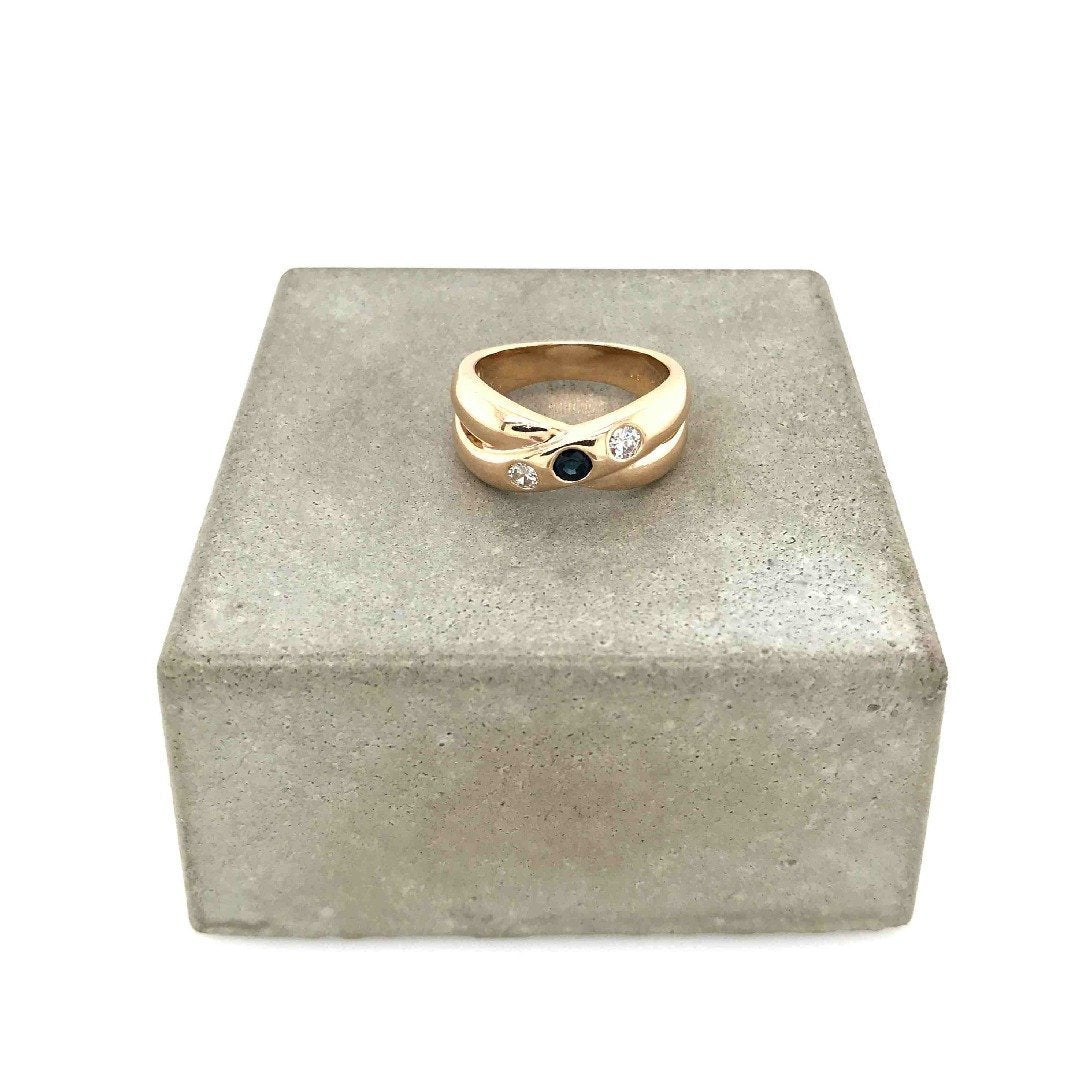 antiker-echtschmuck-antike-ringe-Ring Gelbgold 585 mit Safir & Brillanten-10108-Prejou