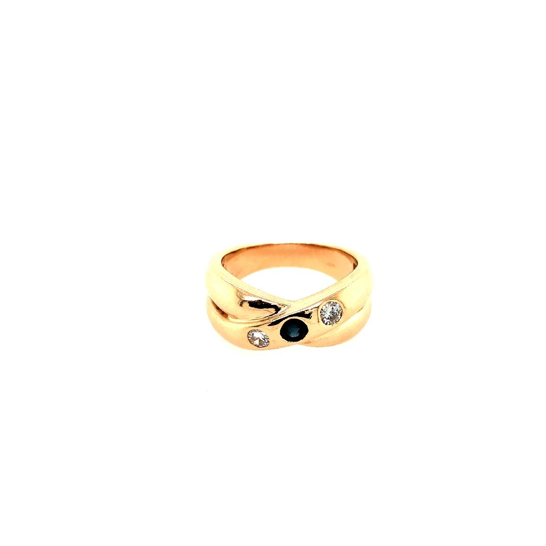 antiker-echtschmuck-antike-ringe-Ring Gelbgold 585 mit Safir & Brillanten-10108-Prejou