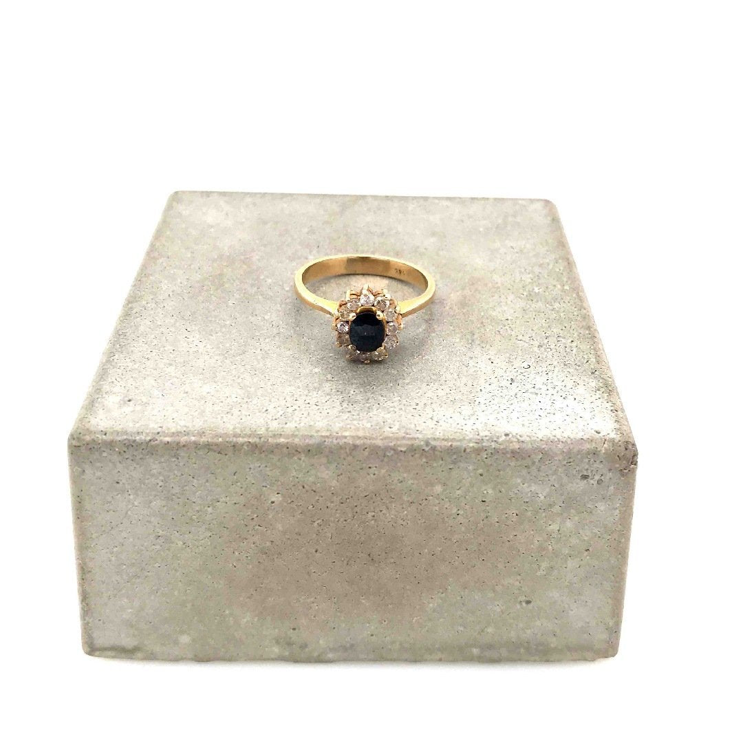 antiker-echtschmuck-antike-ringe-Ring Gelbgold 585 mit Safir &amp; Brillanten-10185-Prejou