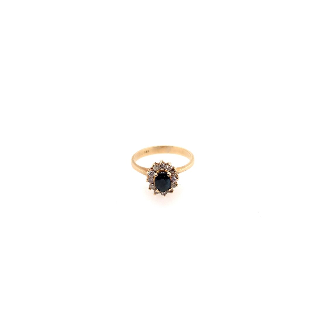 antiker-echtschmuck-antike-ringe-Ring Gelbgold 585 mit Safir & Brillanten-10185-Prejou