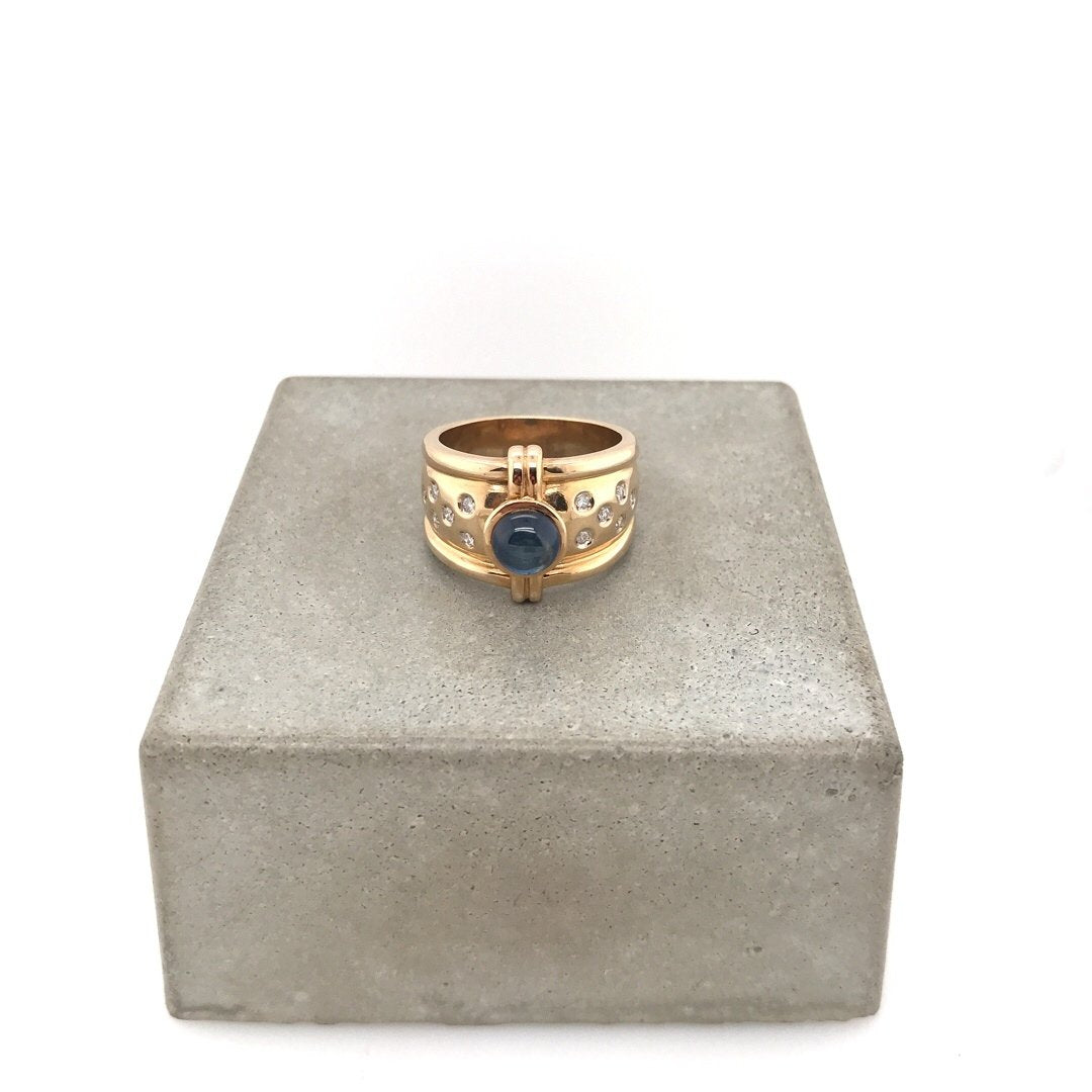 antiker-echtschmuck-antike-ringe-Ring Gelbgold 585 mit Safir & Brillanten-10253-Prejou