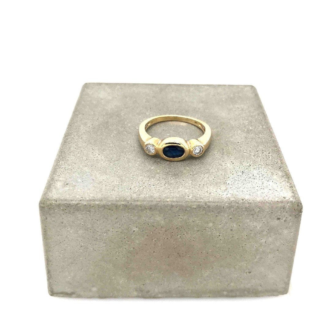 antiker-echtschmuck-antike-ringe-Ring Gelbgold 585 mit Safir & Brillanten-10278-Prejou
