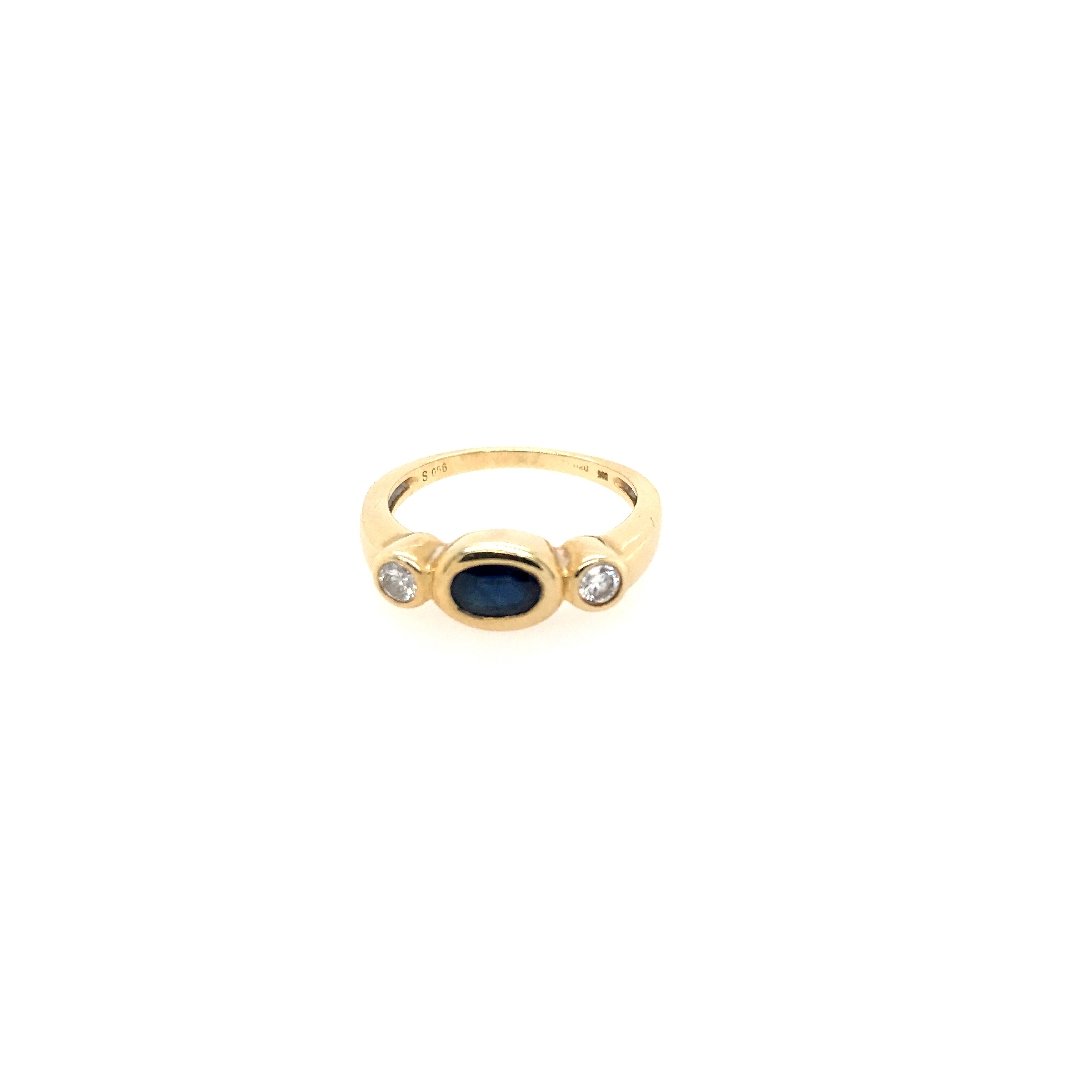 antiker-echtschmuck-antike-ringe-Ring Gelbgold 585 mit Safir &amp; Brillanten-10278-Prejou