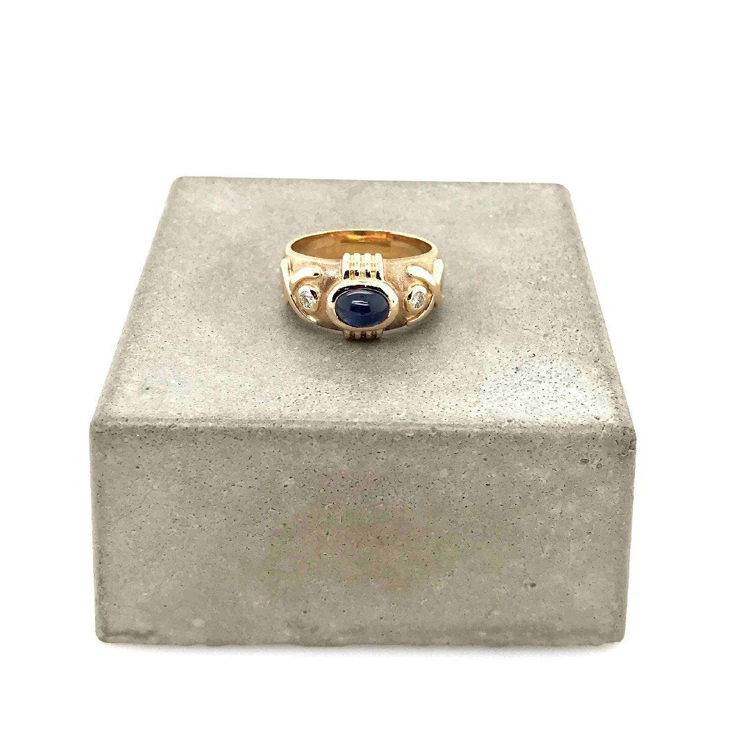 antiker-echtschmuck-antike-ringe-Ring Gelbgold 585 mit Safir & Brillanten-10550-Prejou