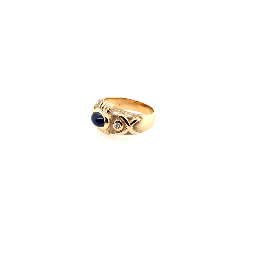 antiker-echtschmuck-antike-ringe-Ring Gelbgold 585 mit Safir &amp; Brillanten-10550-Prejou
