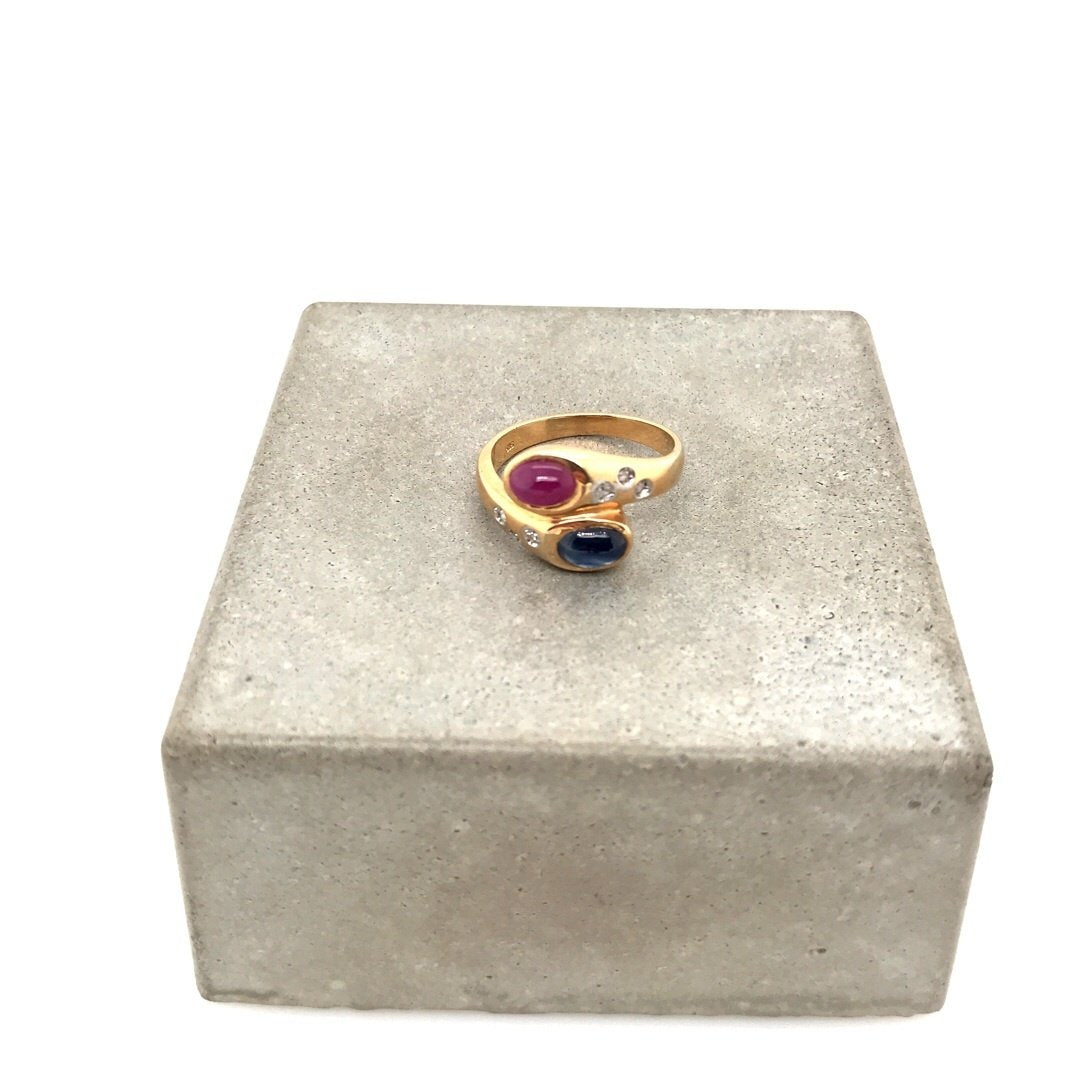 antiker-echtschmuck-antike-ringe-Ring Gelbgold 585 mit Safir, Rubin & Brillanten-10441-Prejou