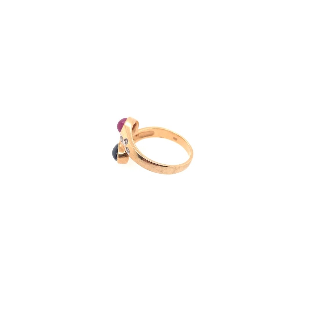 antiker-echtschmuck-antike-ringe-Ring Gelbgold 585 mit Safir, Rubin &amp; Brillanten-10441-Prejou