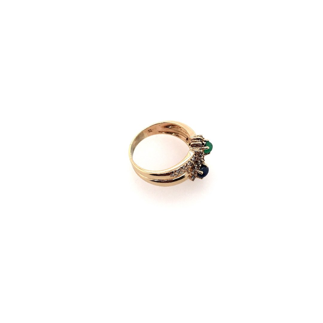 antiker-echtschmuck-antike-ringe-Ring Gelbgold 585 mit Safir, Smaragd &amp; Brillanten-10228-Prejou