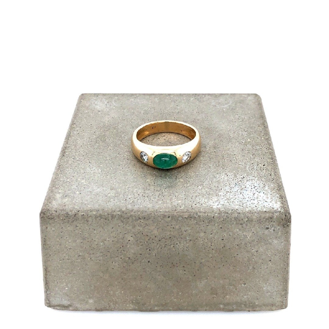 antiker-echtschmuck-antike-ringe-Ring Gelbgold 585 mit Smaragd &amp; Brillanten-10726-Prejou